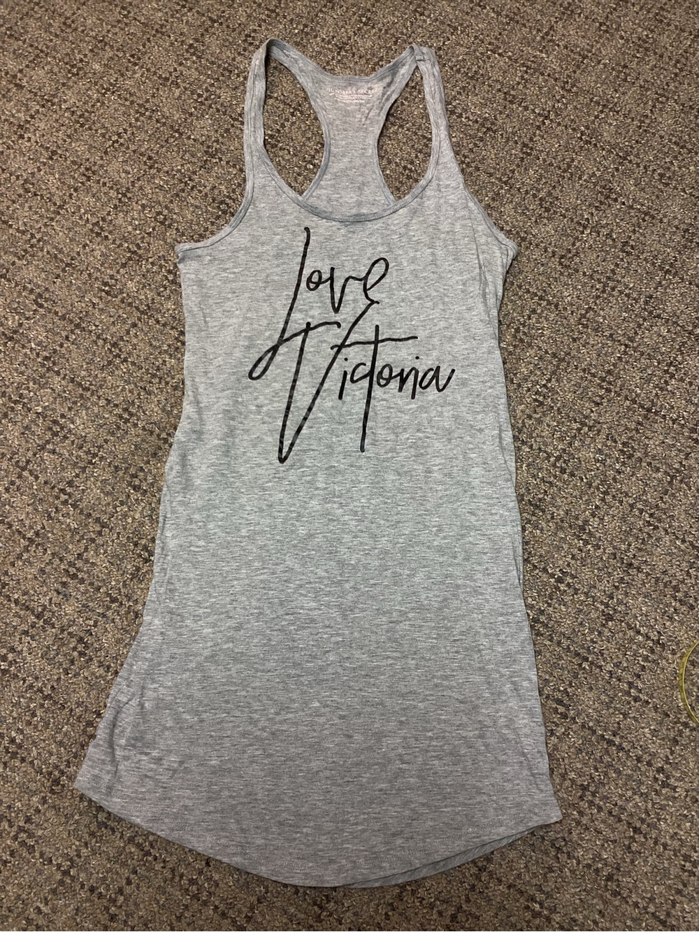 Victoria’s Secret Light Gray "Love Victoria " Racerback Tank Top * Size XS